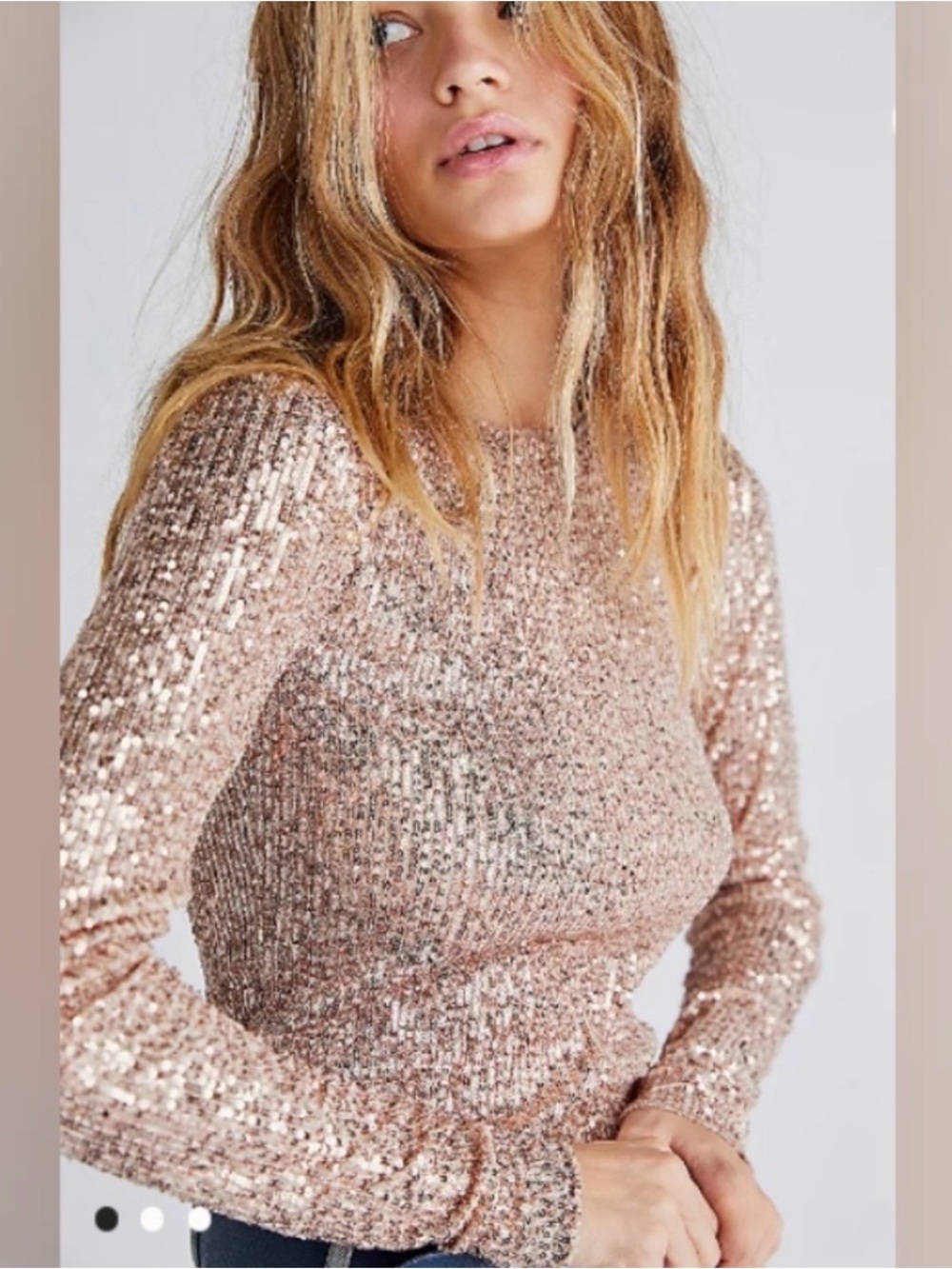Intimately Free People Long Sleeve Sequined Top